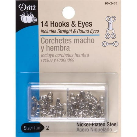 UPC: 0072879101522 | Dritz Hooks & Eyes 14/Pkg-Nickel Size 2