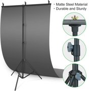 LINCO T-Shape Backdrop Stand with Black Screen 2 Softbox Studio Lighting Kit for Photo Video