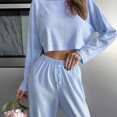 thumbnail image 4 of Under 10$ Women's Women's Solid Color Casual Temperament Design Fashionable Breathable With Pockets Slim Loose Long Tops Long Pants Set Suit, 4 of 8