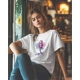 thumbnail image 5 of Women's T-Shirts, Mermaid Watercolor Cartoon Cotton Crewneck Tee Short Sleeve Casual Tops Loose Graphic T-Shirt White, L, 5 of 7