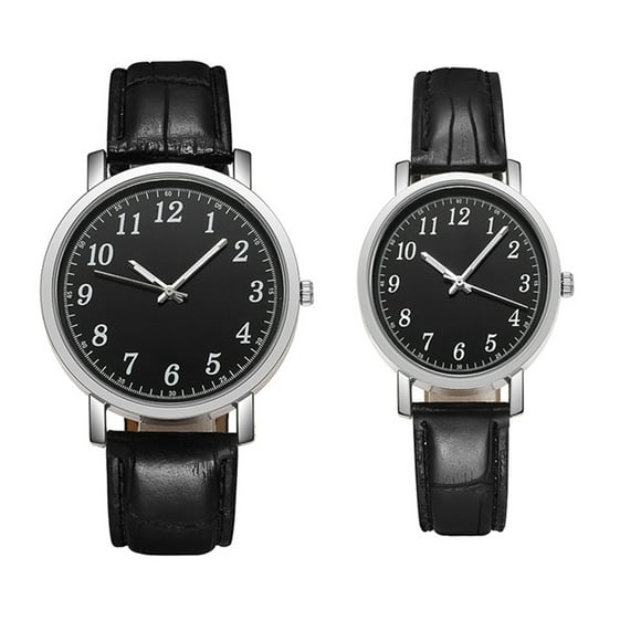 2 Pcs Wrist Watches Leather Couple Watch Fashion Watch Durable Leisure Watches