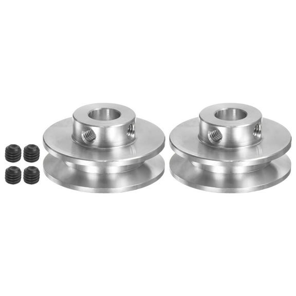 2 Sets V-Type Pulley 8mm Bore 31mm Outer Dia Single Groove Aluminum Alloy for 3-5MM PU Round Belt