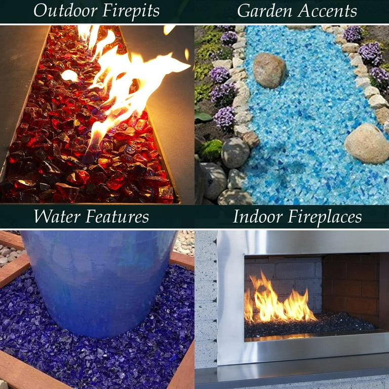 Dragon Glass 10 lb Caribbean Blue Reflective Tempered Fire Glass, 1/4 Dragon Glass 10 lb Caribbean Blue Reflective Tempered Fire Glass, 1/4