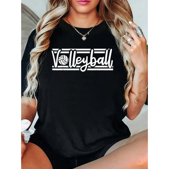 Cotton Unisex Graphic T-Shirt Volleyball For Girls Women T-Shirt Vintage Clothes Women New Fall Fashion 2025 For Women Black Tops