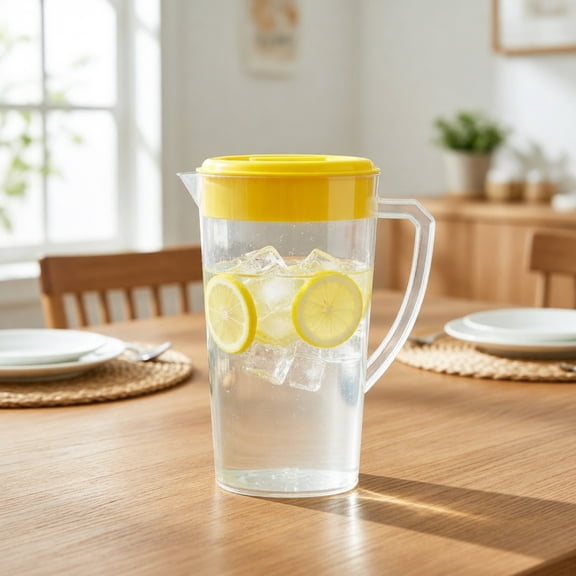 Slim Design Transparent Cold Drink Pitcher with Large Capacity for Refrigerator Storage, Beverage Dispenser for Iced Tea, Coffee, and Juice with Secure Push Lid Design