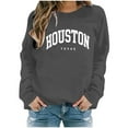 thumbnail image 2 of Houston Texas Sweatshirts for Women 2025 Long Sleeve Crewneck Graphic Sweatshirt Pullover Tops Streetwear, 2 of 6