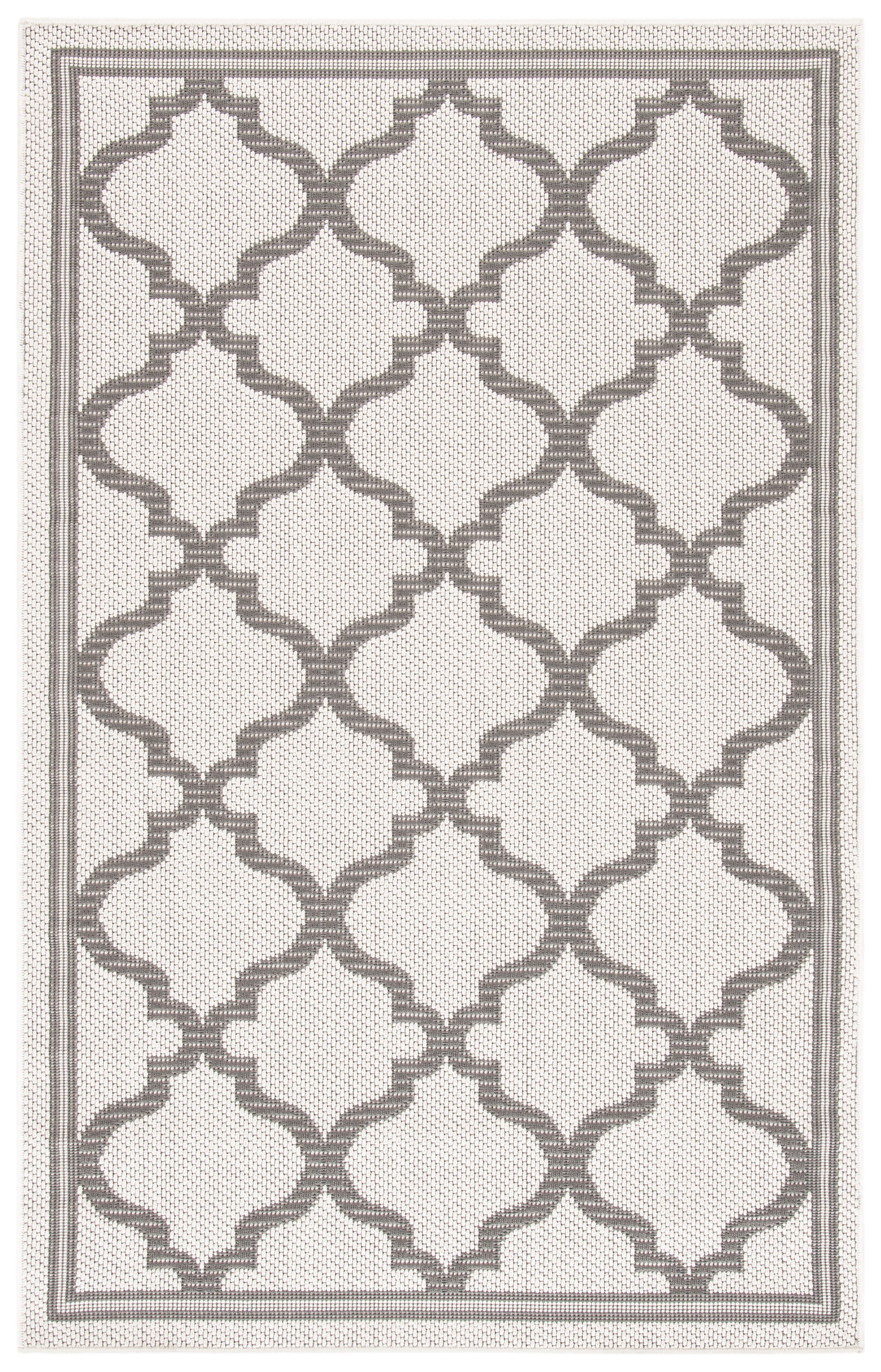 SAFAVIEH Machine Washable Rug Indoor/Outdoor Bermuda Collection - Bermuda Tamaya Geometric Machine Washable Indoor/Outdoor Area Rug, Ivory/Grey, 4' x 6'