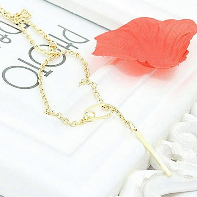 Lariat Necklace Bar Pendant Drop Delicate Choker Long Lariat Necklace Circle Statement Long Minimal Y Choker Necklace