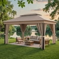 thumbnail image 7 of Devoko 10×13 ft Outdoor Pop Up Gazebo with Mosquito Netting，Double Roof Gazebo with Double Curtains for Backyard, Garden and Patio,Khaki, 7 of 7