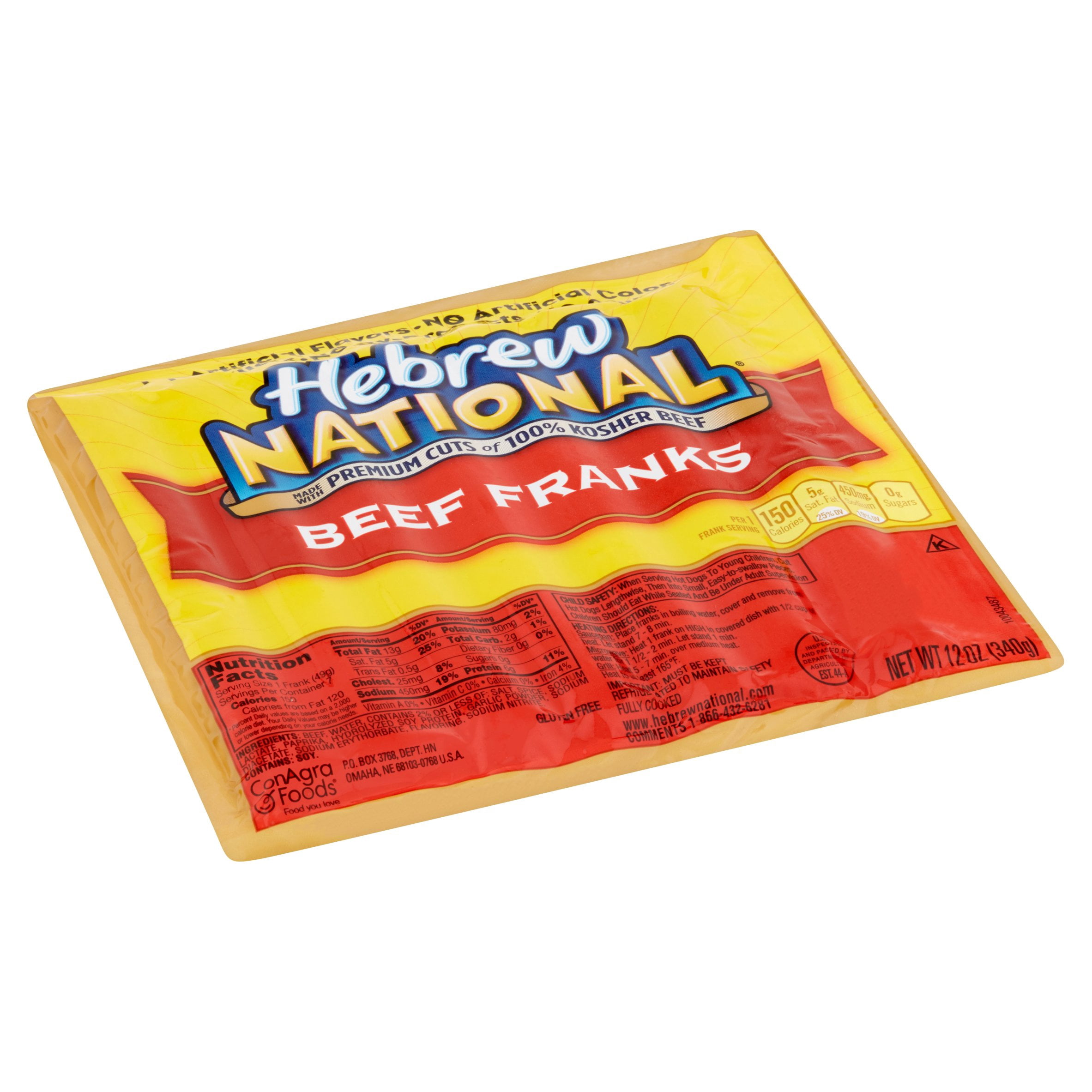 Hebrew National Beef Franks, Hot Dogs, 12 OZ