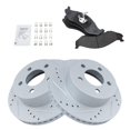 thumbnail image 2 of TRQ Front Performance Brake Pad & Rotor Kit Brake Pads Brake Rotors Set Semi-Metallic Premium G-Coated Fits Select 1999-2001 Jeep Cherokee 1997-2006 Wrangler, 2 of 4