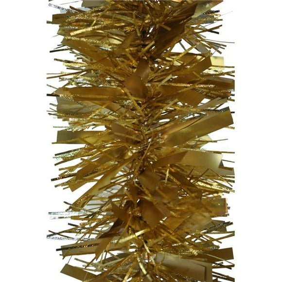 Queens of Christmas TGAR-50-GO 50 ft. Tinsel Garland, Gold