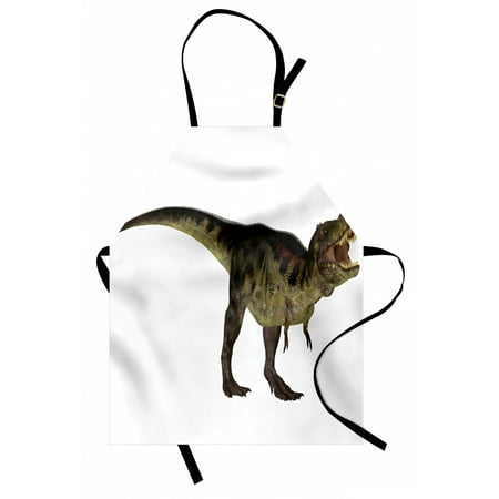 

Dinosaur Apron Tyrannosaurus Dinosaur Illustration Prehistoric Nature Wildlife Reptilian Unisex Kitchen Bib Apron with Adjustable Neck for Cooking Baking Gardening Army Green Black by Ambesonne