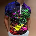 thumbnail image 2 of Wet Paint Retro Color Splash Men Zipper T-shirt Summer Casual Short Sleeve T-shirt Top, 2 of 7