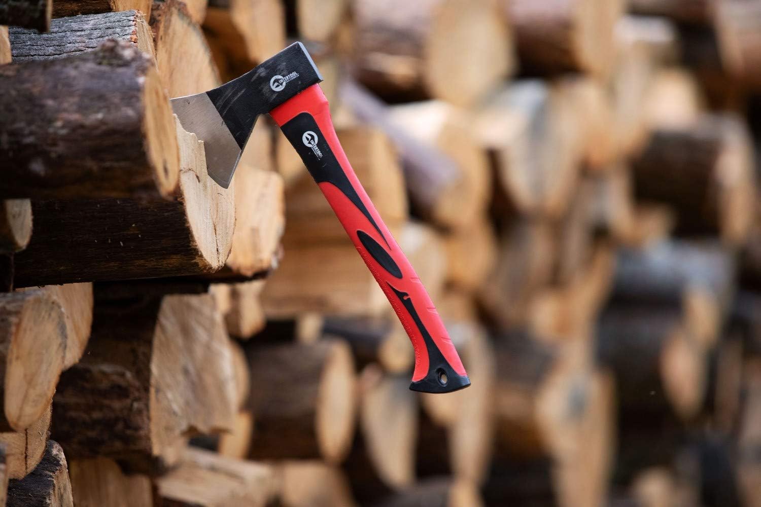 Hatchet for Chopping Wood and kindling - Small Hand Axe for Camping Firewood - 15” Survival Ax - with Shock-Absorbing Fiberglass Anti-Slip Handle HT-0261