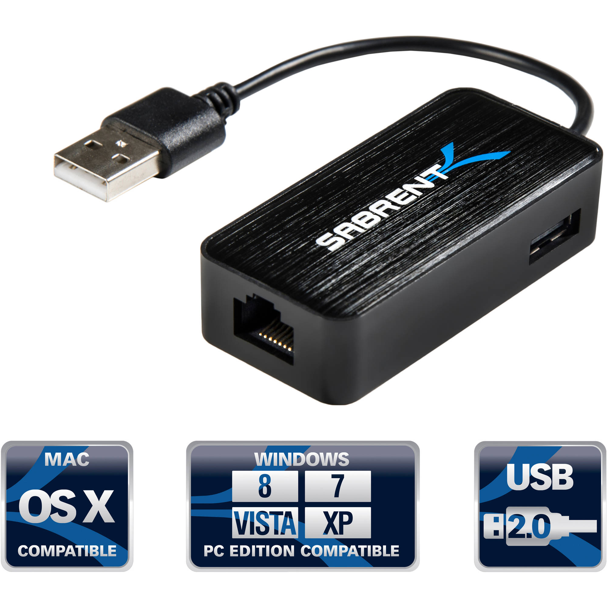 Sabrent NTHBGG USB 2.0 to 10/100 Network Adapter and USB Hub