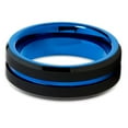 thumbnail image 2 of Blue Tungsten Wedding Band Tungsten Carbide Ring 8mm Black Tungsten Band Men & Women Comfort Fit, 2 of 3