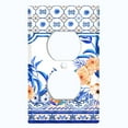thumbnail image 2 of Metal Light Switch Plate Cover Peach Roses Blue Floral Tile Pattern TIL015, 2 of 13
