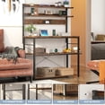 thumbnail image 4 of Bakers Rack with Power Outlet, Microwave Stand, 5 Tiers Coffee Bar Station with Led Lights, Kitchen Storage Shelf with 6 S-Shaped Hooks, Kitchen Rack Coffee Bar Stand, Rustic Brown, 4 of 14