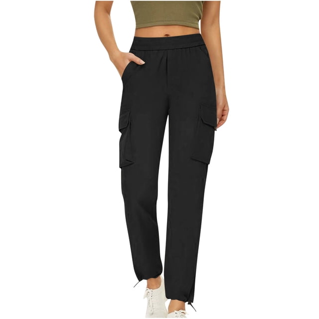 Timegard Cargo Pants for Women Elastic Waist Straight Leg Drawstring Loose Outdoor Active Trousers
