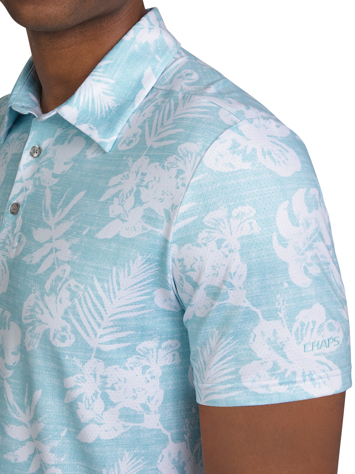 Chaps Golf Men's and Big Men's Classic Fit Short Sleeve Printed Mesh Polo Shirt
