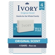Ivory Gentle Bar Soap, Original Scent 4 oz, 4 Count