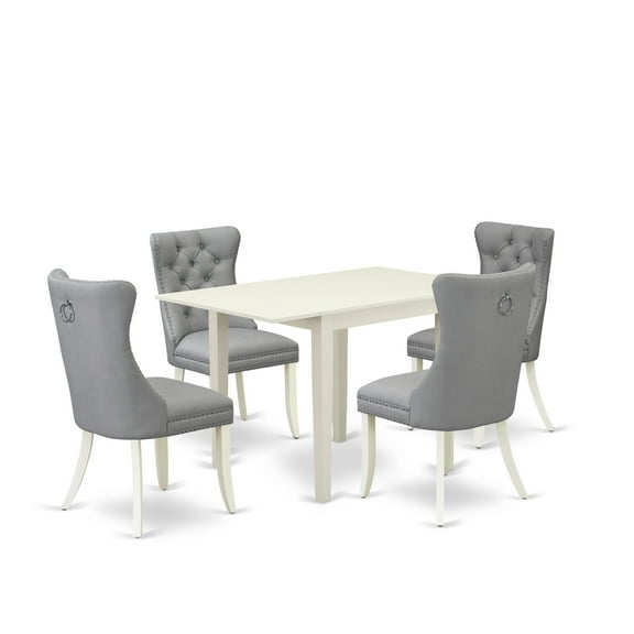 East West Furniture 5 Piece Kitchen Set Consists of a Rectangle Dining Table with Dropleaf