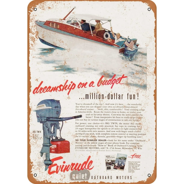 1954 Evinrude Outboard Motors Metal Sign 7x10 inch Vintage Look