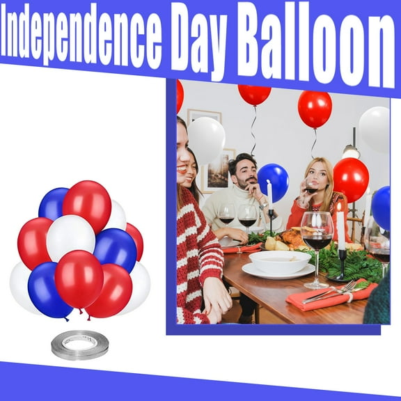 Independence Day 4Th Of July 250 Anniversary Usa Flag Red, White Blue Independence Day Party Balloons Three Colors 10 Balloons A Roll Of Ribbon
