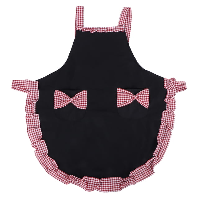 Lindo delantal vintage para mujer con lazo y decoración de encaje con bolsillo para suministros de cocina