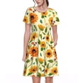 thumbnail image 1 of Disketp Sunflowers And Butterflies para Vestido de Manga Corta para Mujeres, Vestidos de Verano para Mujeres, Casual y Holgado para la Playa, 1 of 6