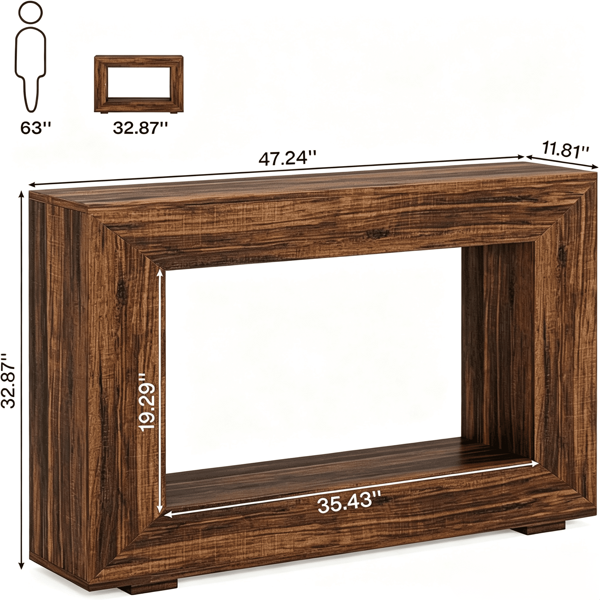 Farmhouse Rustic Wood Grain Console Table - 47.2" with Storage, Versatile Entryway/Sofa Table, Durable Particleboard for Living Room, Foyer