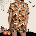 thumbnail image 3 of UngA Spooky Pajamas Women Womens Silk Satin Pajamas Set Short Sleeve Sleepwear Button Down Loungewear 2 Piece Pjs Shorts Set Orange,L, 3 of 5