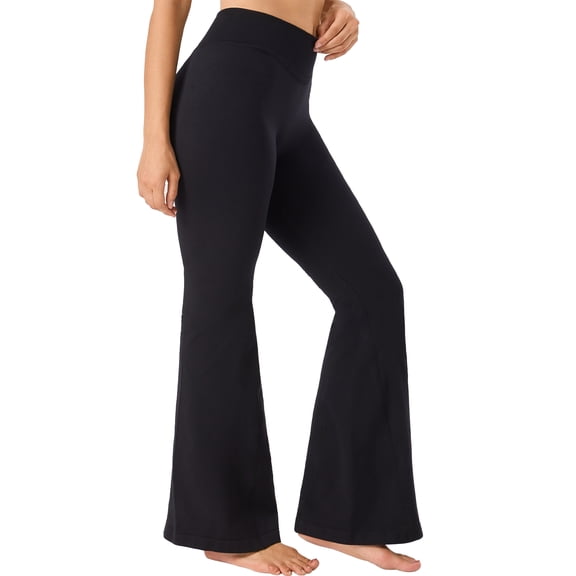 SHAPECQB Flare Leggings for Women High Waist Scrunch Butt Lifting Bootcut Yoga Pants with Tummy Control High Stretch Workout Pants Black S-3XL
