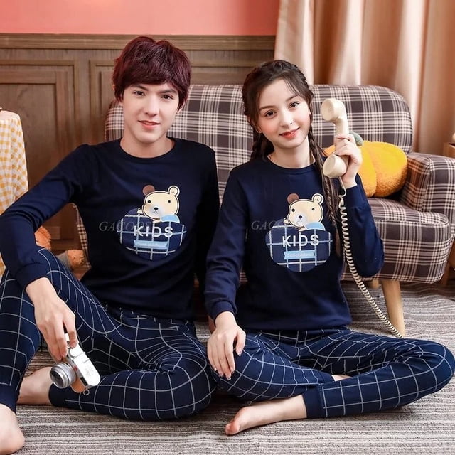 Pijamas de algodón para niñas adolescentes, ropa de dormir para otoño e invierno, navidad, conjuntos de pijamas para niños de 8, 10, 12, 14 y 16 años
