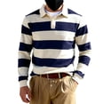 thumbnail image 3 of Umfun Men's & Big Men's Striped Rugby Shirt Long Sleeve Collared Pullover Top Casual Sporty Knit Sweater for Autumn Winter Daily Wear, 3 of 9