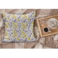 thumbnail image 2 of Flower Fluffy Throw Pillow Cushion Cover, Pattern with Flowers and Leaves ling Foliage Spring Rural Print, Decorative Square Accent Pillow Case, 28" x 28", Yellow Purple White, by Ambesonne, 2 of 5
