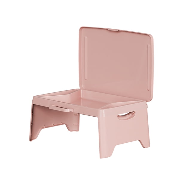 Injueey plegable con asa portátil, para espacios pequeños, fácil de transportar, para sala de estar, sofá cama. Almacenamiento y organización del hogar rosa