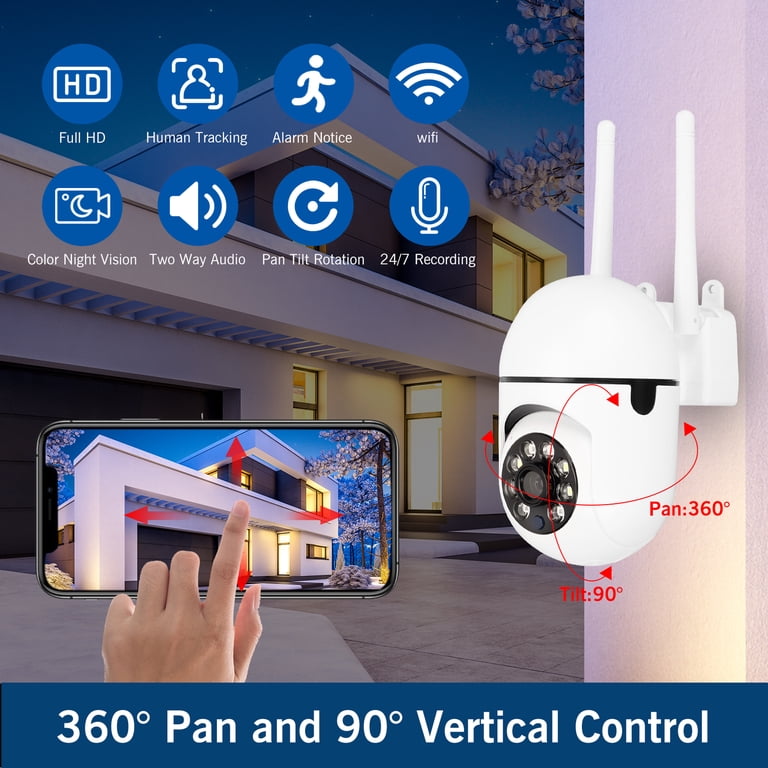 Ccdes 1080P Wireless Outdoor Security Camera, 360Â° View, Motion