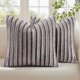 thumbnail image 1 of Chenchen Cozy Faux Fur Throw Pillow Covers 18x18 Set of 2 Decorative Soft Plush Striped Modern Farmhouse Boho Couch Pillow Cases with Velvet Back for Sofa Bed Living Room, Brown White, 1 of 1