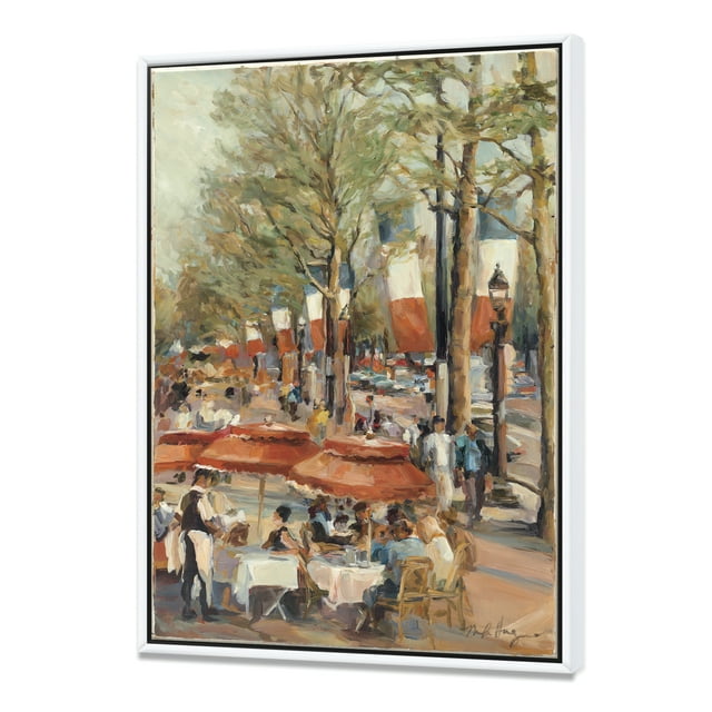 Déjeuner sur les Champs Élysées Paris - Toile Encadrée Style Campagne Française