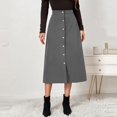 thumbnail image 4 of Women’s Corduroy High Waist A-Line Midi Skirt with Front Button Down Closure and Classic Fit for Daily Wear Gray XL, 4 of 6