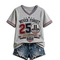 thumbnail image 2 of 911 25th Anniversary V Neck Shirt Womens Never Forget 9/11 American Flag Patriotic Tshirt Short Sleeve Memorial Faith Hope Honor Tee Tops for Women We Will Never Forget, 2 of 4