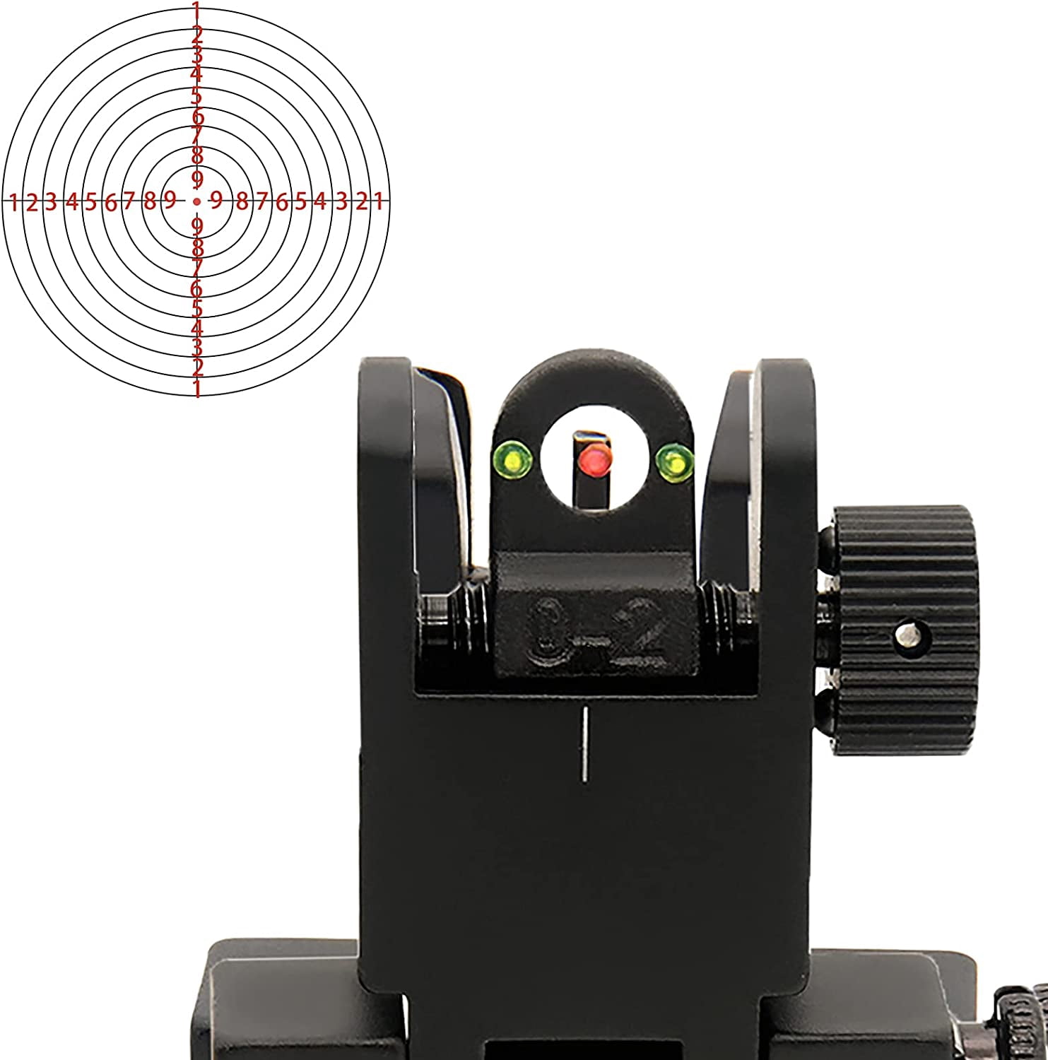 ABCISI 45 Degree Offset Flip Up Iron Sights, Rapid Transition Backup Fiber Optics Iron Sights Low Profile Front and Rear Sights with Red and Green Dots Compatible with Picatinny Weaver Rails