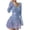 Purple, variant on Yangnuo Womens V-Neck Flared Long Sleeve Mini Dress Star Print Wavy Hem Stretchy Casual A Line Dress