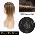 thumbnail image 6 of MY-LADY Clip In Remy Topper Hairpiece With Bangs Human Hair Clip On Toupee Wispy Bangs For Women Middle Part With Hair Loss Thinning Hair #4P27 Medium Brown & Dark Blonde, 6 of 8