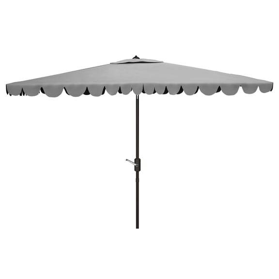 SAFAVIEH Venice 6.5' X 10' Market Crank Patio Umbrella, Grey