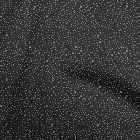 oneOone Polyester Spandex Black Fabric Snowflake Diy Clothing Quilting Fabric Print Fabric By Yard 56 Inch Wide