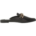 thumbnail image 6 of Steve Madden Faine Black Leather Pointed Toe Slip On Chain Detail Flat Mules (Black Leather, 9), 6 of 9