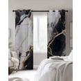 thumbnail image 3 of Marble Black Blackout Curtains 84 Inches Long for Bedroom, Abstract Gold White Brick Stone Motif Thermal Insulated Room Darkening Black Out Window Curtain Panels Grommet Drapes for Living Room, 3 of 8
